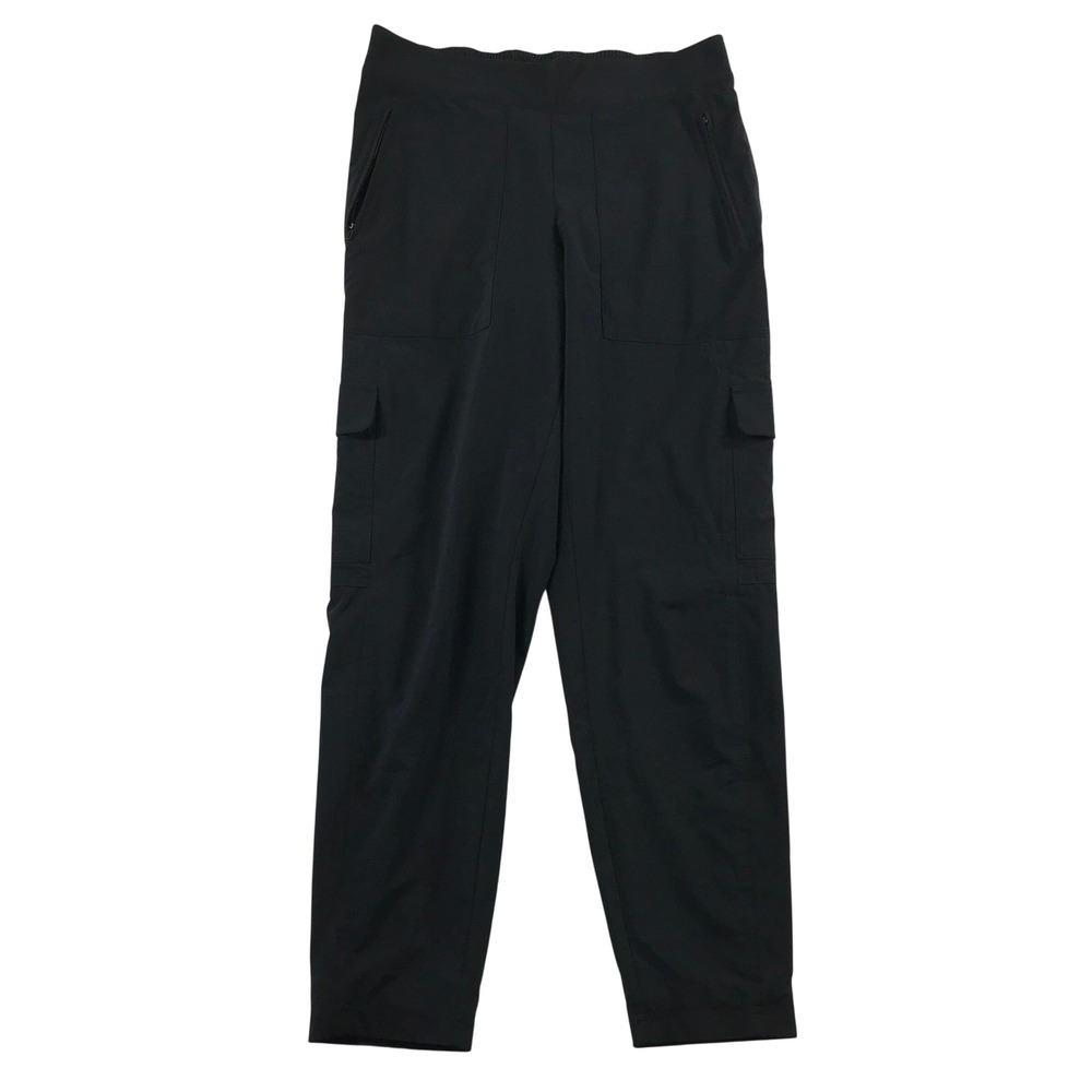 Athleta Black High Rise Cargo Pants Women Size 8 Tapered Leg Zip Pockets Utility